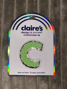 Claire's Light Green 'C' Sequin-Trim Stick-On Patch